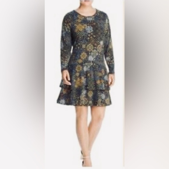 Michael Kors women sundress 0X Blue floral casual layered boho event goth Y2K - Picture 1 of 9